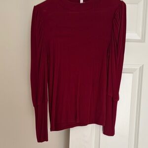 Pink Lily Fitted Red Long Sleeve Blouse
